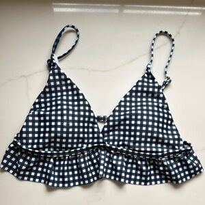 Swim Blue and White Checkered Bikini Top Small